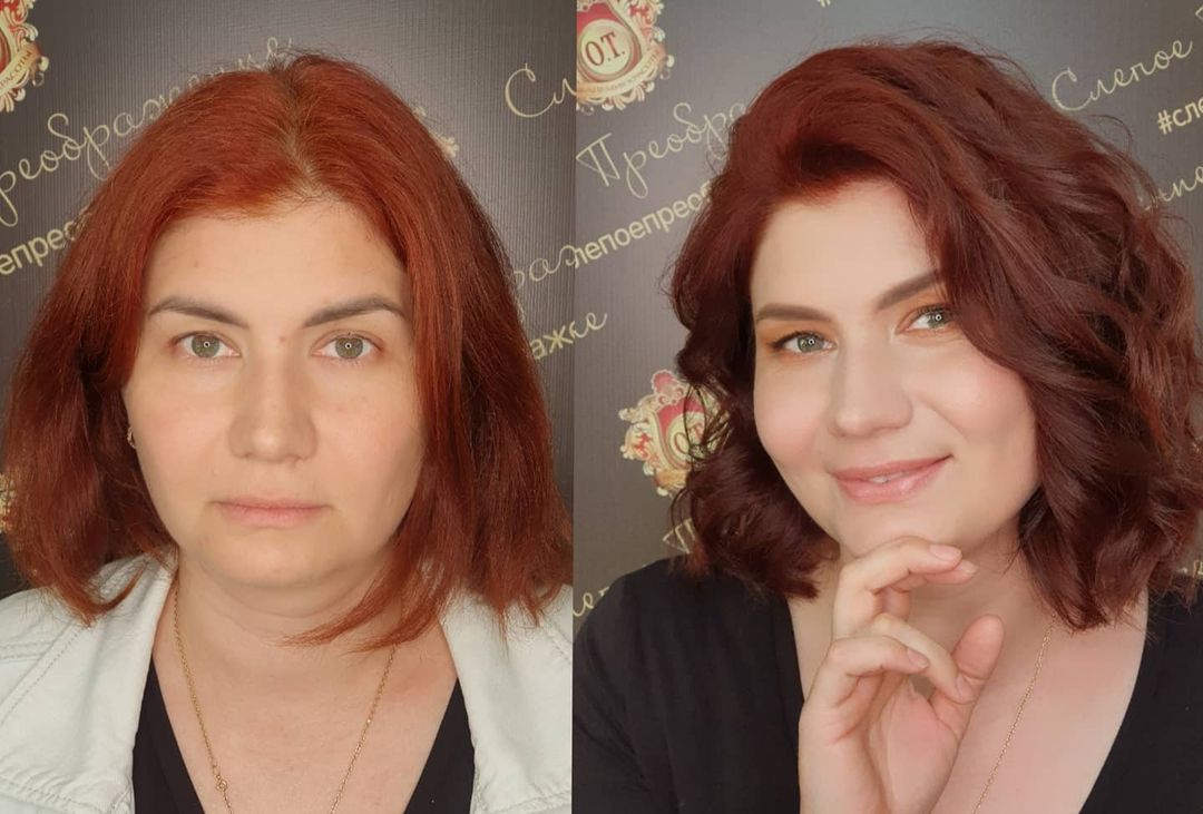 До и после: прическа на рыжие волосы